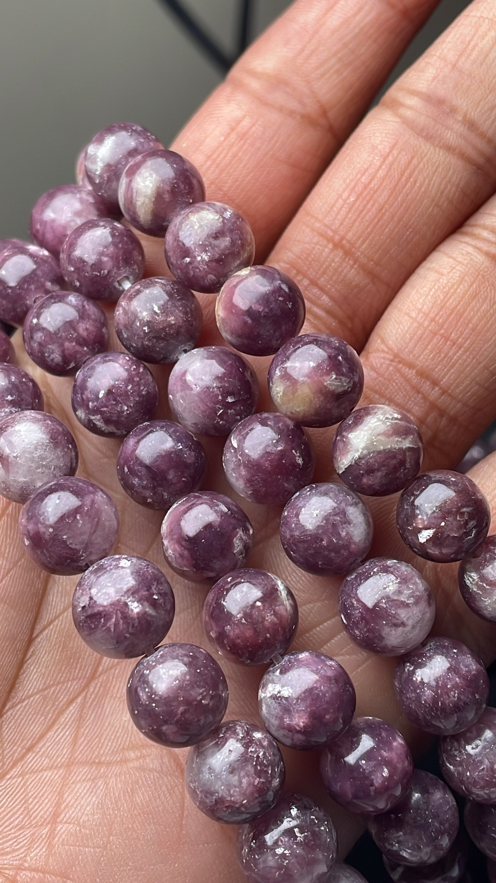Natural 15 Inches Lepidolite High Quality Round Beads, Lepidolite 10 Mm Round Beads An Amazing Item