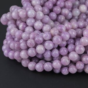 Natural Lilac Violet Purple Lepidolite 4mm 6mm 8mm 10mm Smooth Round Beads 15.5" Strand Gemstone Beads