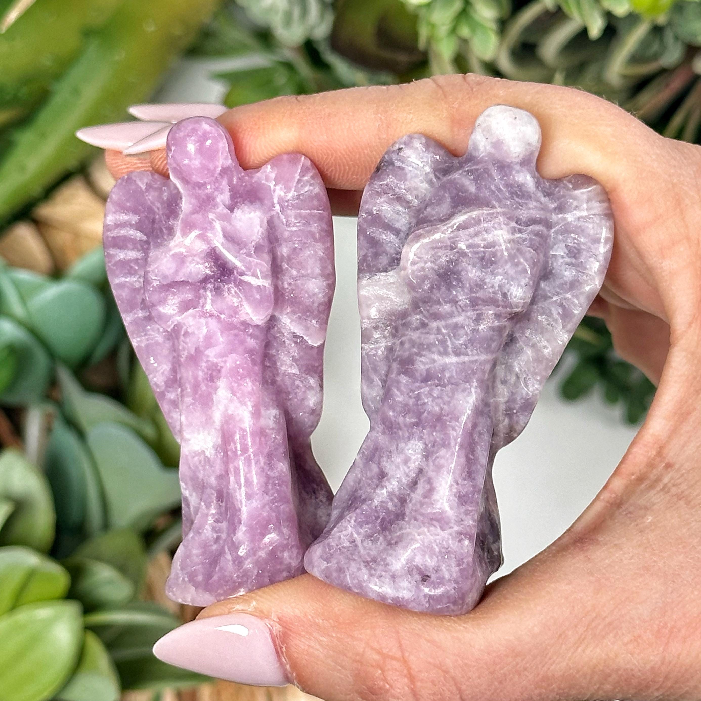Lepidolite Angel | 39g | - No. 969 (polished Purple Crystal Carving, Crown Chakra, Balance)