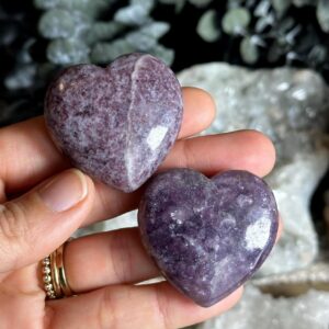 Lepidolite Crystal Heart, Purple Stone Pillow Lepidolite Crystal Heart, Purple Stone Pillow