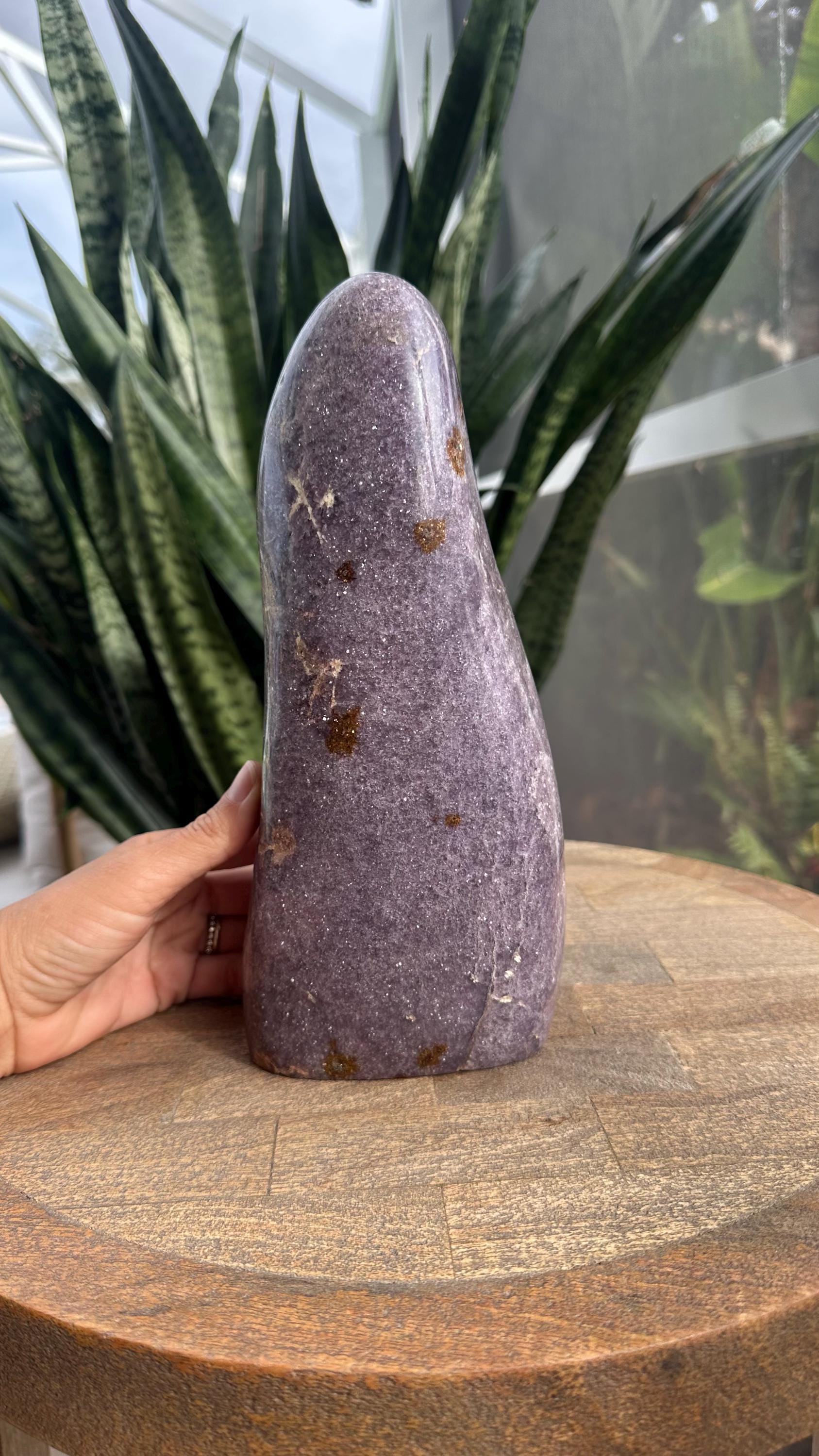 Lepidolite Freeform • 10” Tall • 8 Lb 7.4 Oz • Large Polished Purple Mica Stone