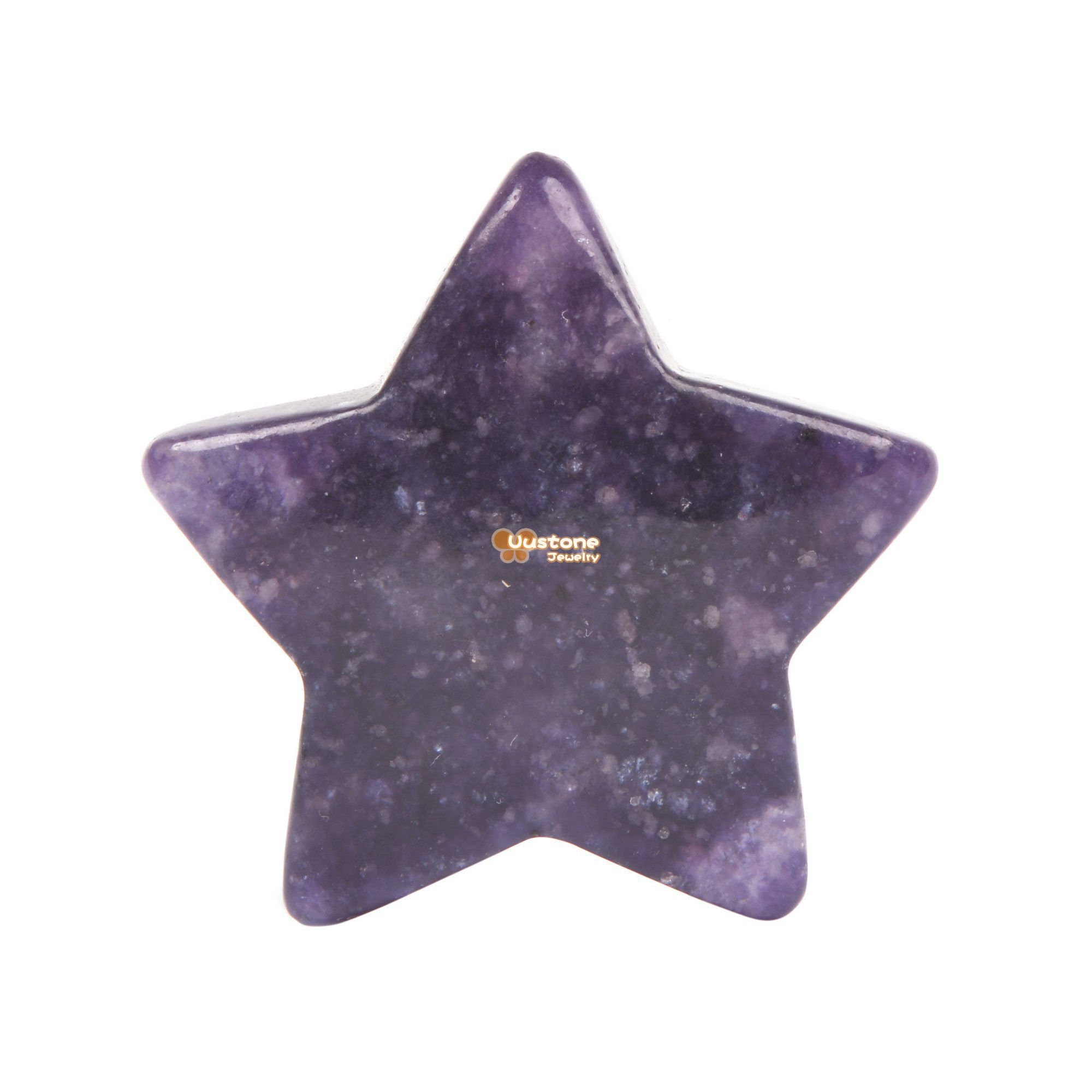G6174.46 30mm Carved Lepidolite Lithium Mica Gemstone Crystal Healing Star Stone Diy