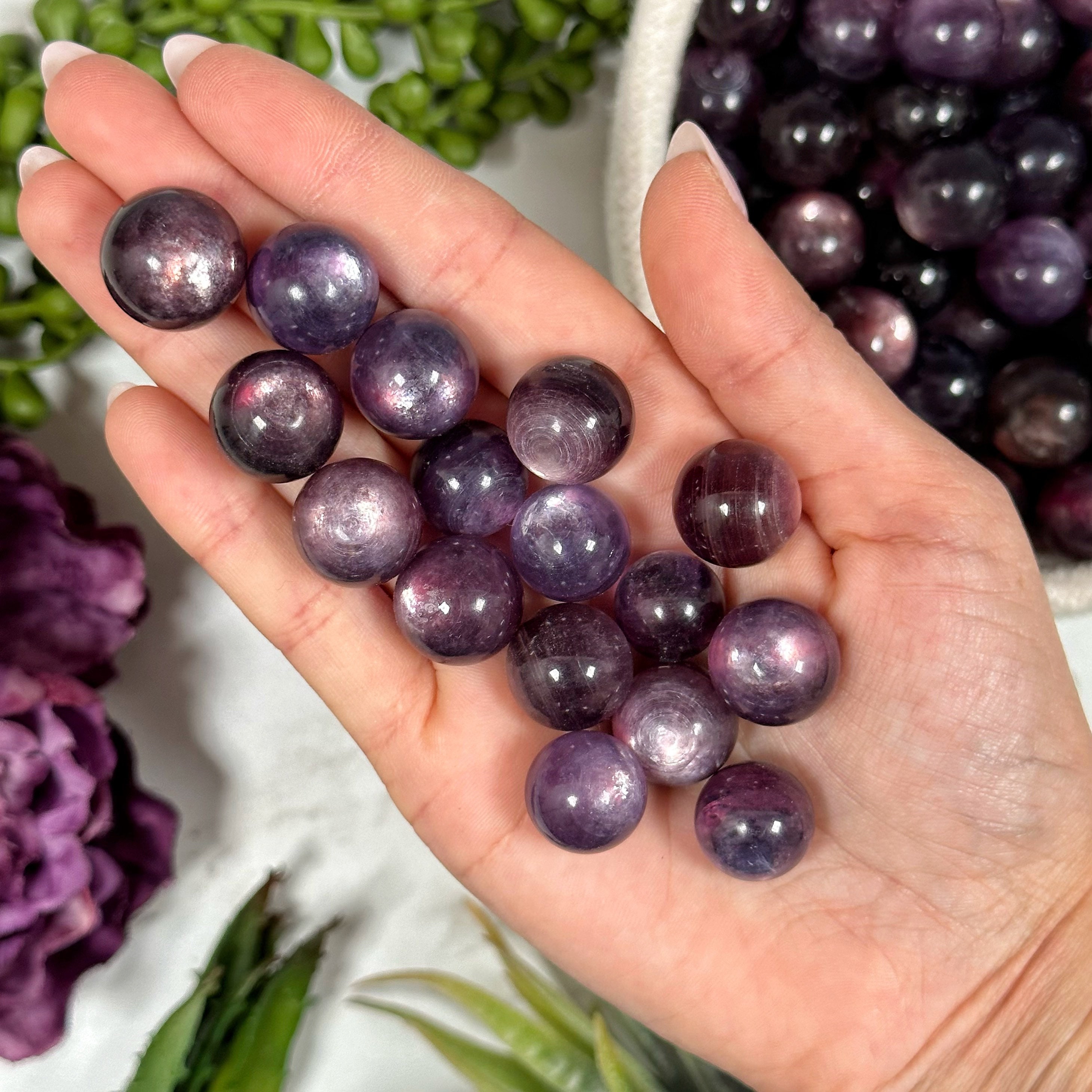 Lepidolite Mini Sphere | Xs-xl | - No. 518 (polished Purple Crystal Ball, Third-eye Chakra, Intuition)