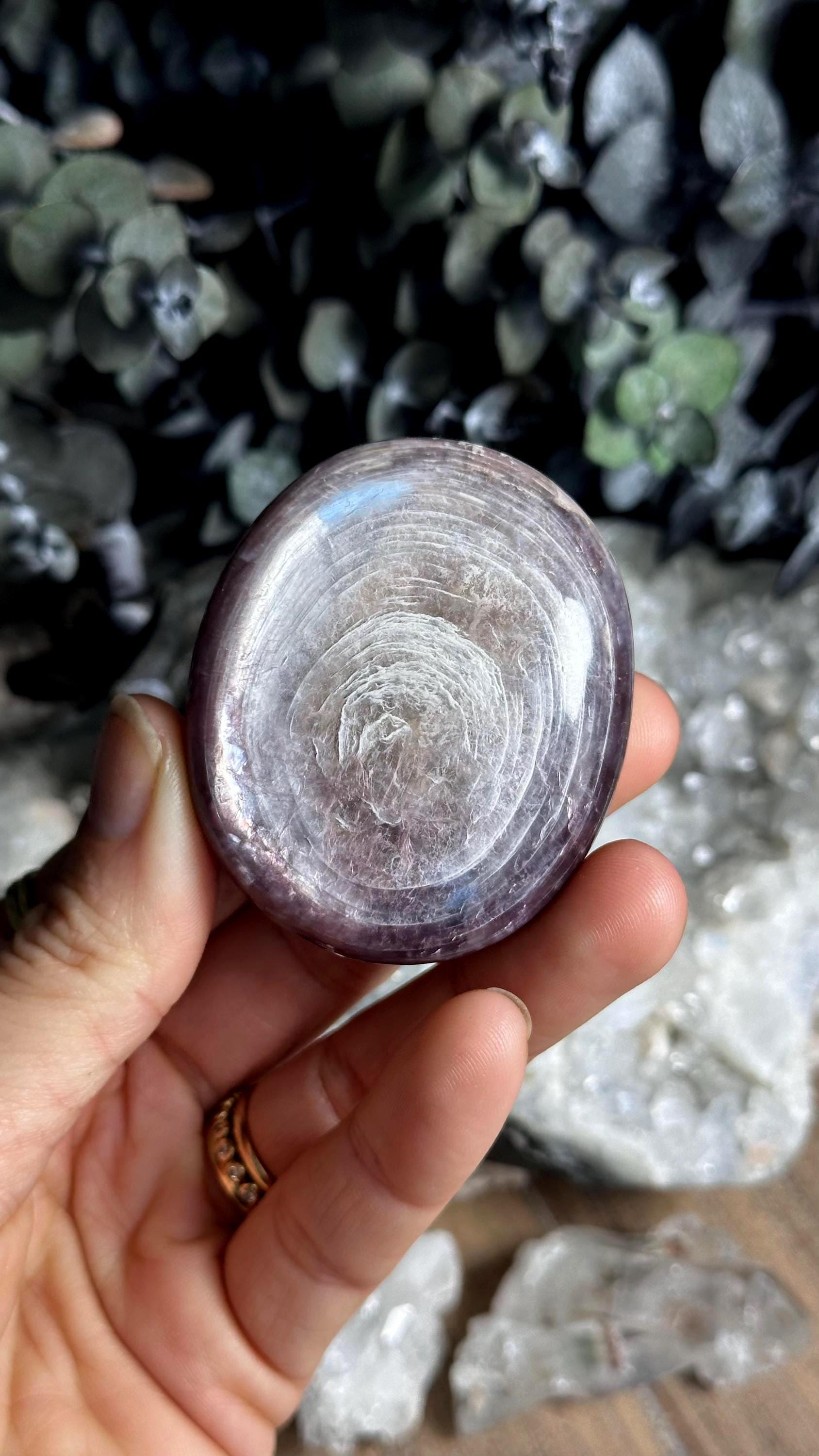 Gem Lepidolite Palm Stone, Gemmy, Flashy 96g