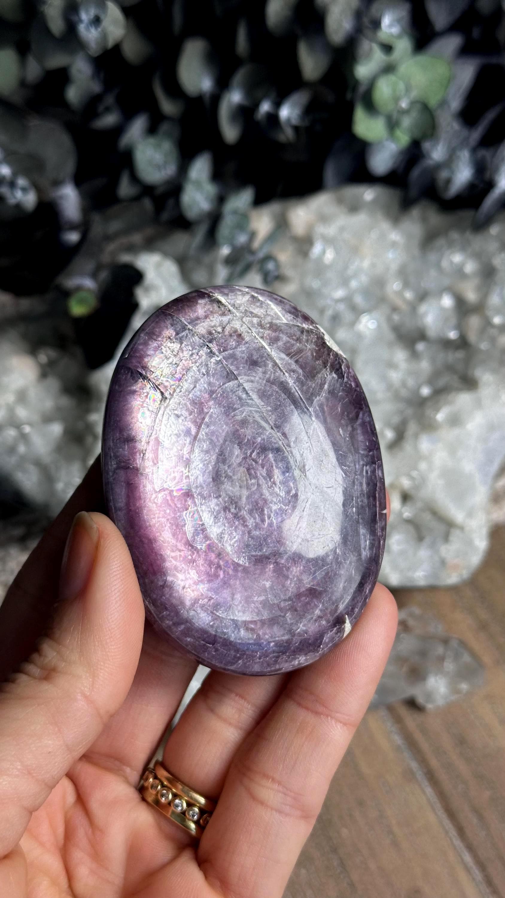 Gem Lepidolite Palm Stone, Gemmy, Flashy 96g