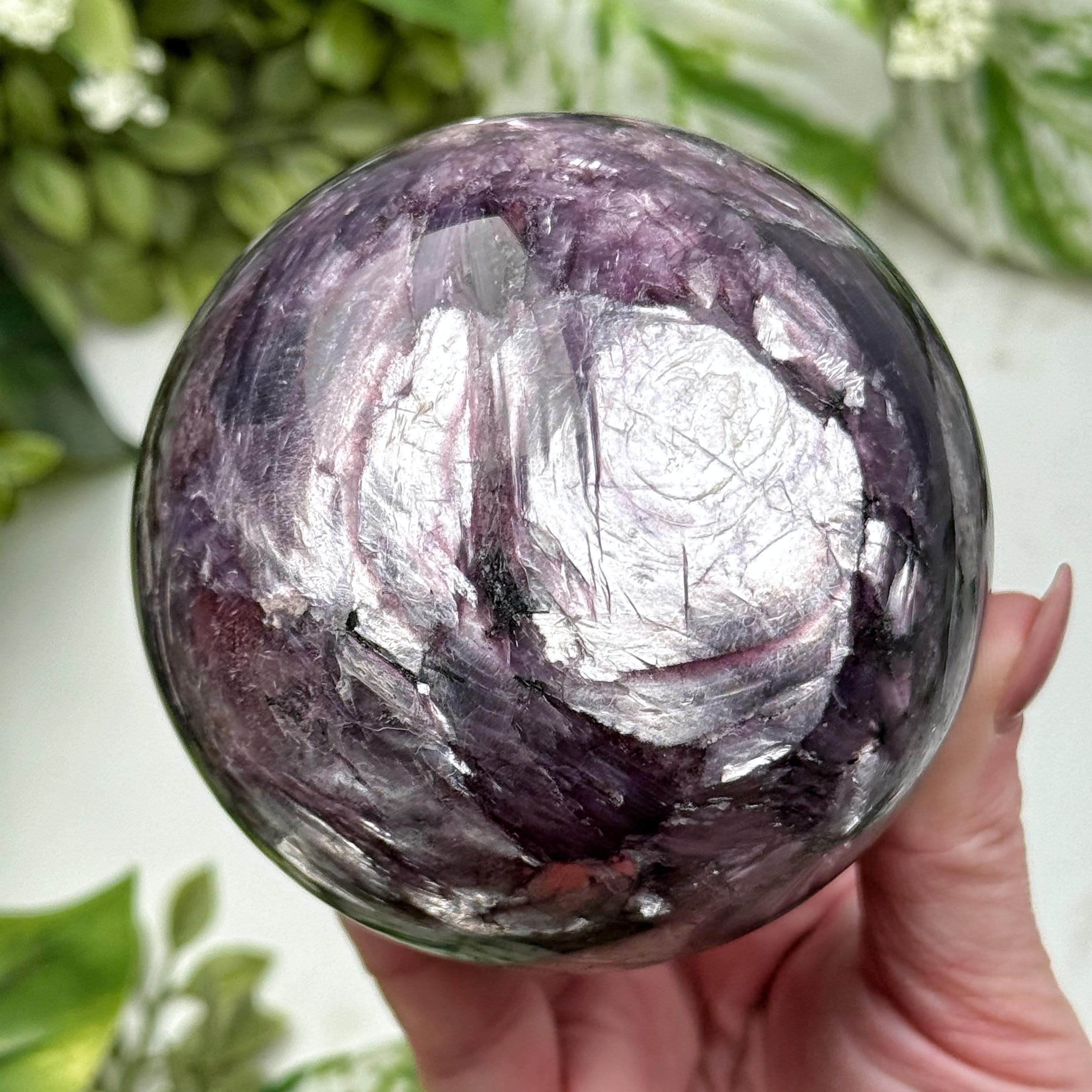 Gem Lepidolite Sphere | 793g | - #4 (polished Purple Crystal Ball, Third-eye Chakra, Intuition)