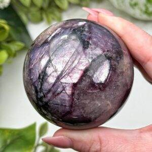 Gem Lepidolite Sphere | 337g | - #9 (polished Purple Crystal Ball, Third-eye Chakra, Intuition) Gem Lepidolite Sphere | 337g | - #9 (polished Purple Crystal Ball, Third-eye Chakra, Intuition)