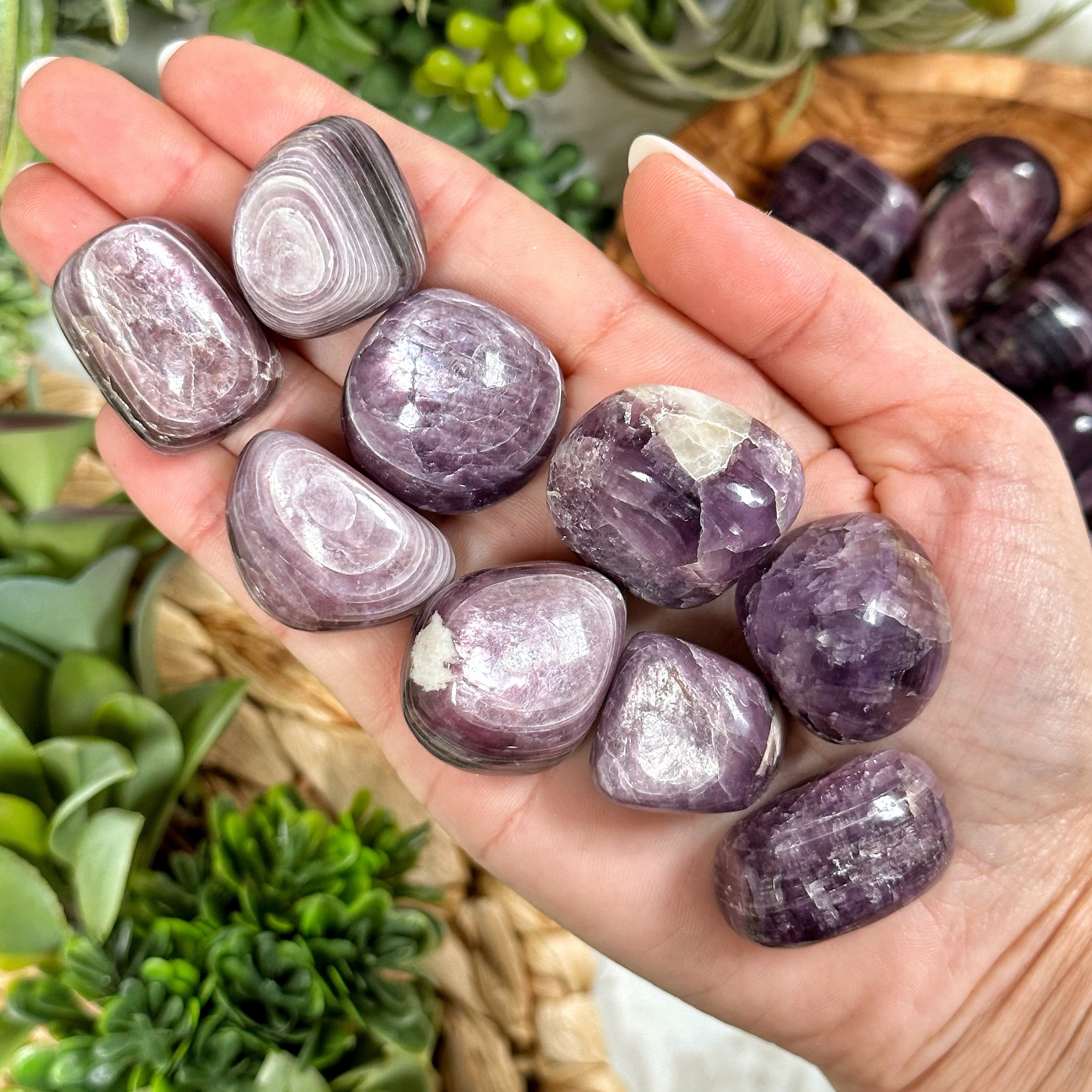 Lepidolite Tumble | S, M, L | - No. 329 (polished Purple Crystal Pocket Stone, Crown Chakra, Healing Stone)