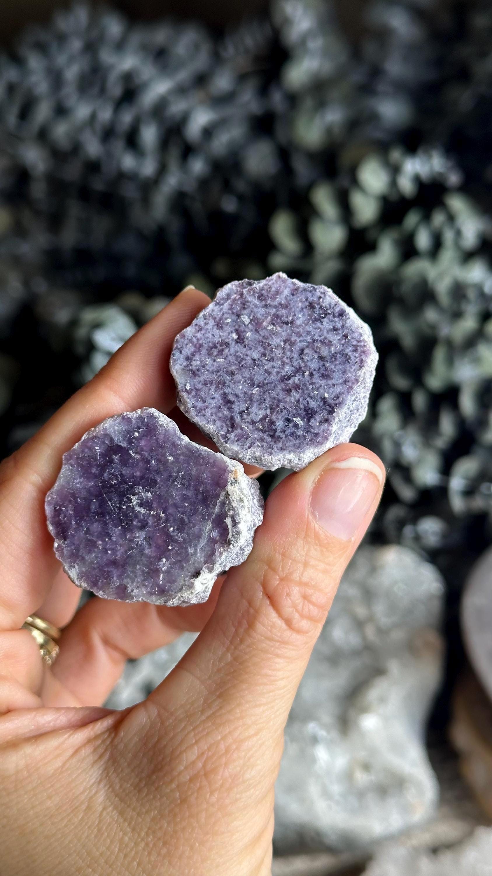 Half Polished Lepidolite Slab, Lepidolite Chunk, Calming, Soothing, Stress Relieving