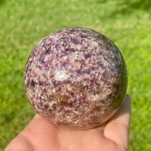 Large Lepidolite Sphere: Polished Crystal Ball With Stand Large Lepidolite Sphere: Polished Crystal Ball With Stand