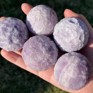 One 1.8" Lepidolite Moon Sphere, Purple Mica Moons, Large Moon Carvings, Crystal Full Moon Spheres, Gemstone Moon With Craters One 1.8" Lepidolite Moon Sphere, Purple Mica Moons, Large Moon Carvings, Crystal Full Moon Spheres, Gemstone Moon With Craters