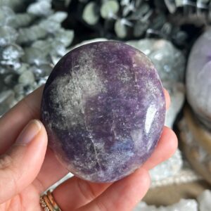 Lepidolite Palm Stone, Calming Crystal, Madagascar Lepidolite Palm Stone, Calming Crystal, Madagascar