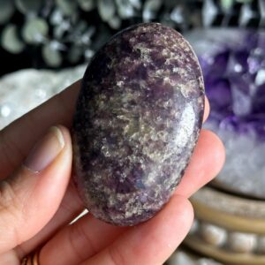 Lepidolite Palm Stone: Calming Madagascar Crystal (2 1/4", 60g) Lepidolite Palm Stone: Calming Madagascar Crystal (2 1/4", 60g)