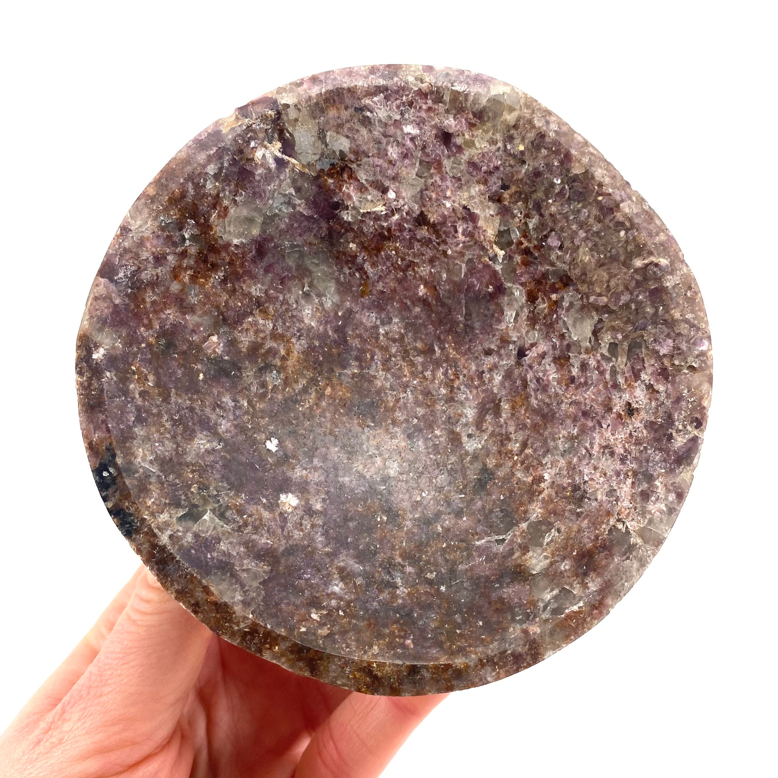 Polished Lepidolite Crystal Bowl | Natural Trinket Dish