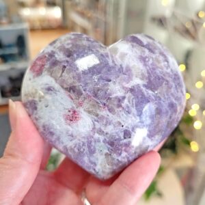 Rubellite Lepidolite Crystal Heart • Ethically Sourced