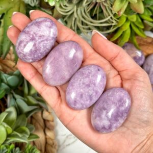 Lepidolite Mini Palmstone | 30-40g | - No. 135 (polished Purple Crystal Pocket Stone Palm, Third-eye Chakra, Intuition) Lepidolite Mini Palmstone | 30-40g | - No. 135 (polished Purple Crystal Pocket Stone Palm, Third-eye Chakra, Intuition)