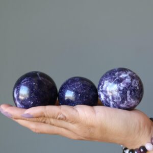 Lepidolite Sphere Divine Intensity Crystal Ball Dark Purple Lepidolite Sphere Divine Intensity Crystal Ball Dark Purple