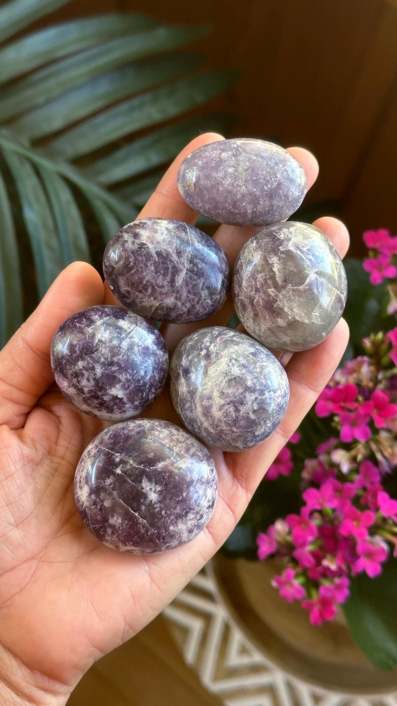Large Tumbled Lepidolite Stone, Chakra Healing Crystal