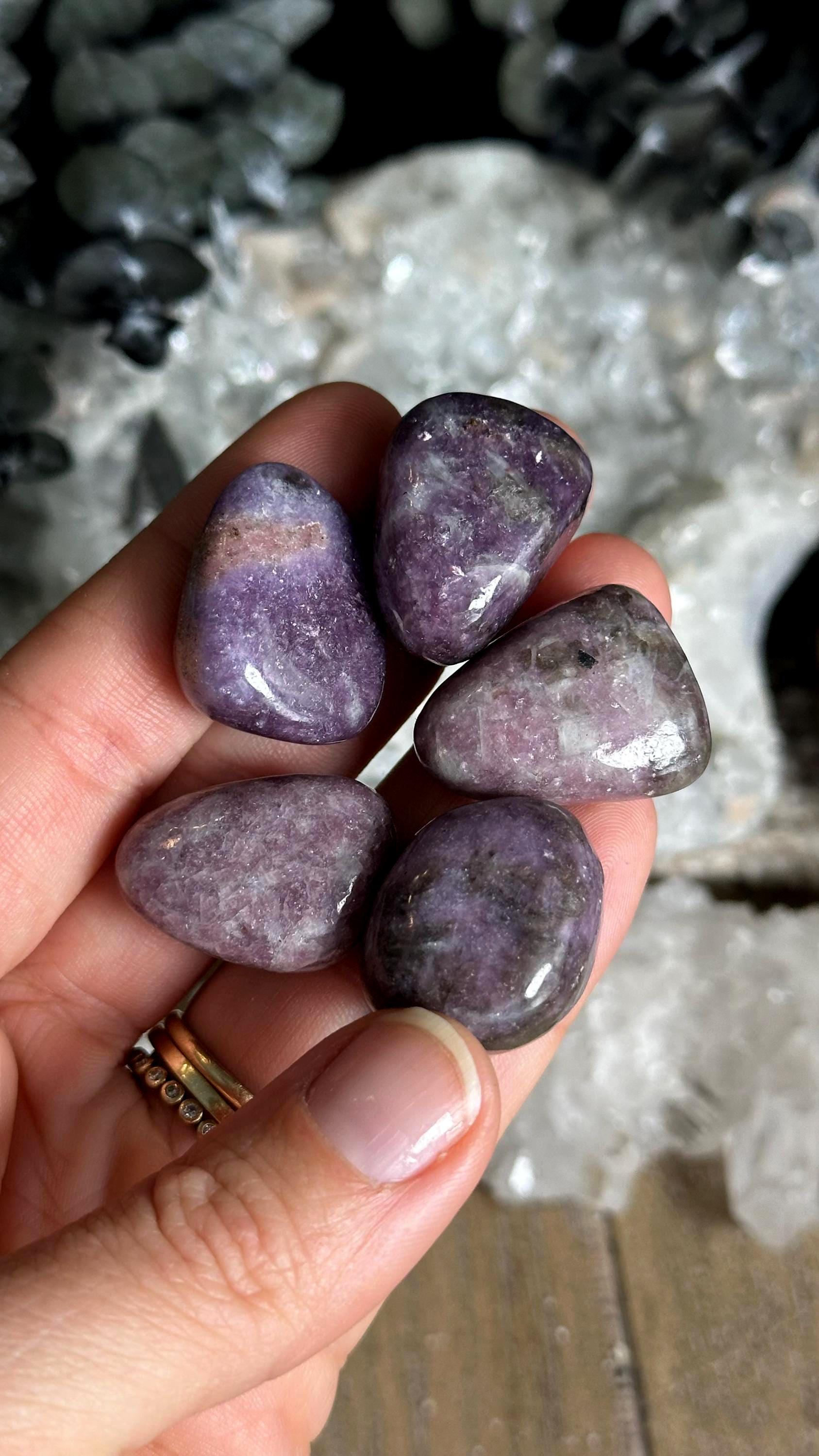 Tumbled Lepidolite Stone, Chakra Healing Crystal