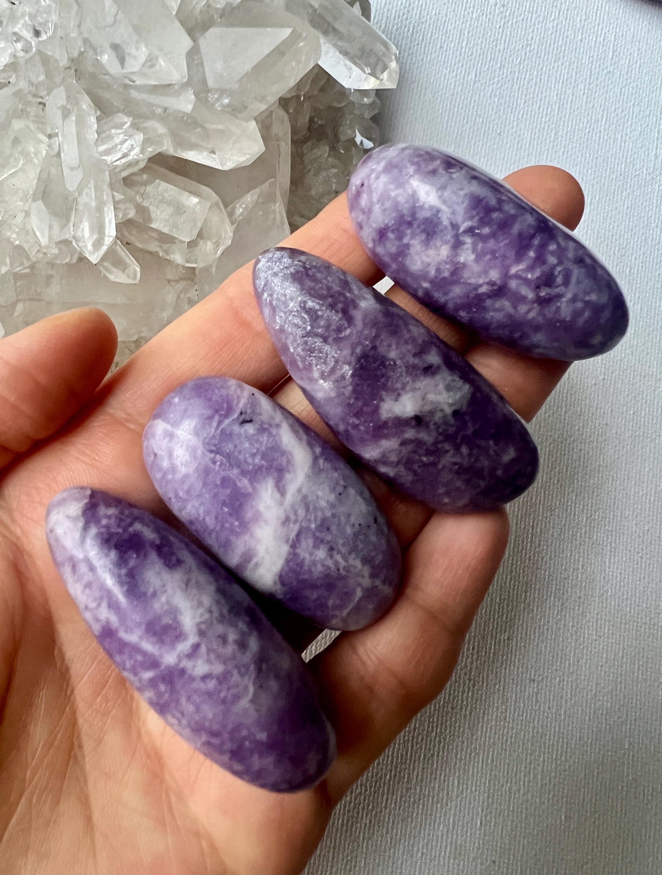 Purple Lepidolite Tumbled Stone, Polished Pocket Crystal Purple Lepidolite Tumbled Stone, Polished Pocket Crystal