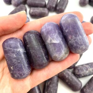 Lepidolite Worry Stone | Polished Purple Tumbled Crystal Lingam (third Eye Chakra)