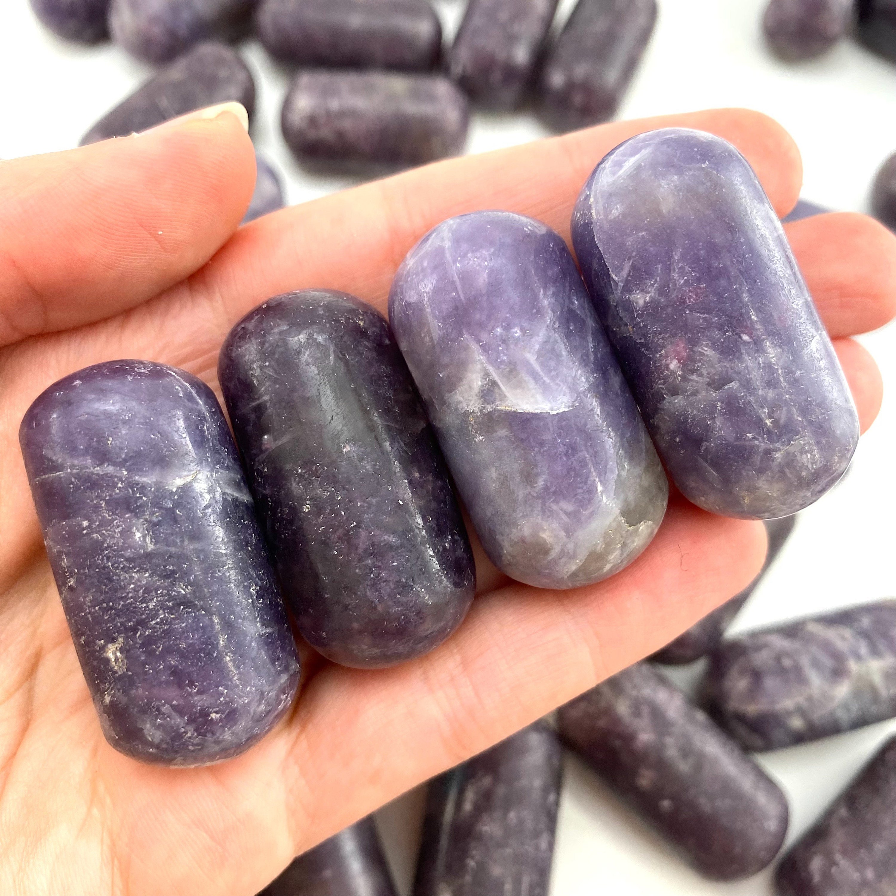 Lepidolite Worry Stone | Polished Purple Tumbled Crystal Lingam (third Eye Chakra)