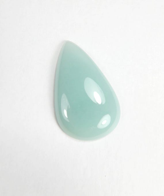Light Green Jade Cabochon Teardrop Pear Shape Natural 35mm