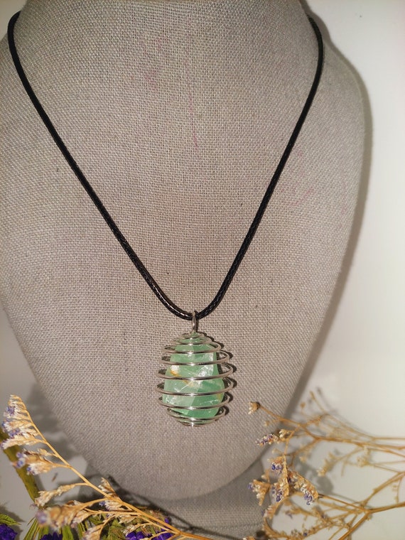 Love Of Green! Green Calcite Crystal Necklace - Lovely Green Beauty! Natural Green Calcite Crystal Necklace - Powerful Heart Stone! Power!