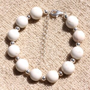 Bracelet Argent 925 Et Pierre - Magnésite 10mm