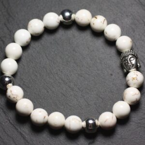 Bracelet Bouddha Et Pierre Semi Précieuse - Magnésite 8mm