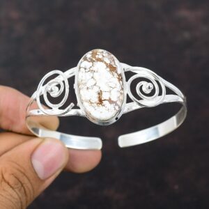 Handmade Wild Horse Magnesite Cuff: 925 Sterling Silver Adjustable Bangle