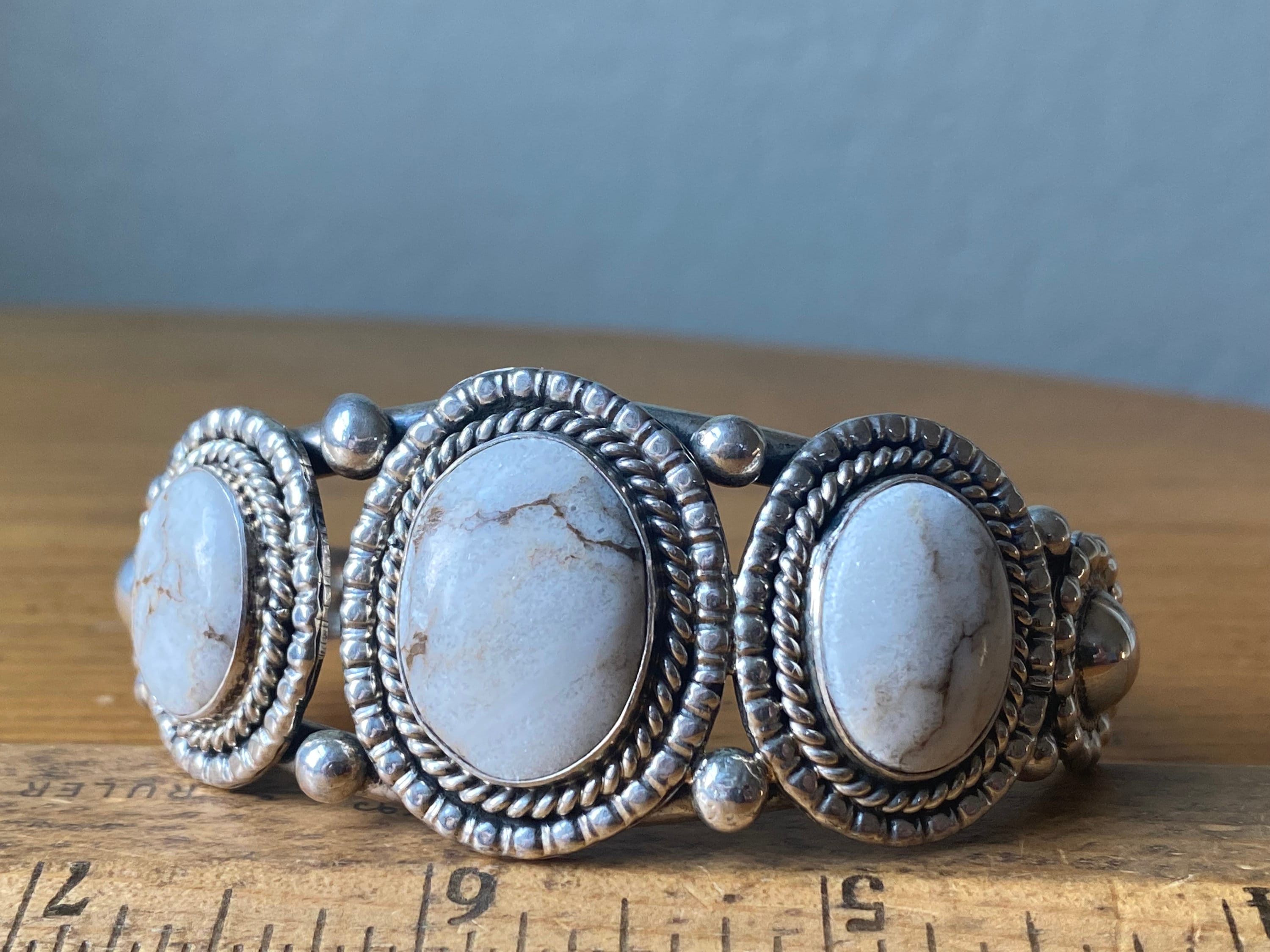 Navajo Wild Horse Magnesite & Sterling Silver Cuff Bracelet, Size Large Navajo Wild Horse Magnesite & Sterling Silver Cuff Bracelet, Size Large