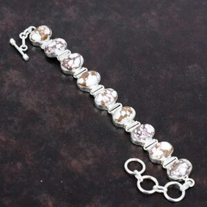 Wild Horse Magnesite Bracelet: Handmade 925 Sterling Silver Adjustable Chain