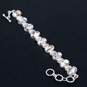 Wild Horse Magnesite Bracelet: Handmade 925 Sterling Silver Adjustable Chain