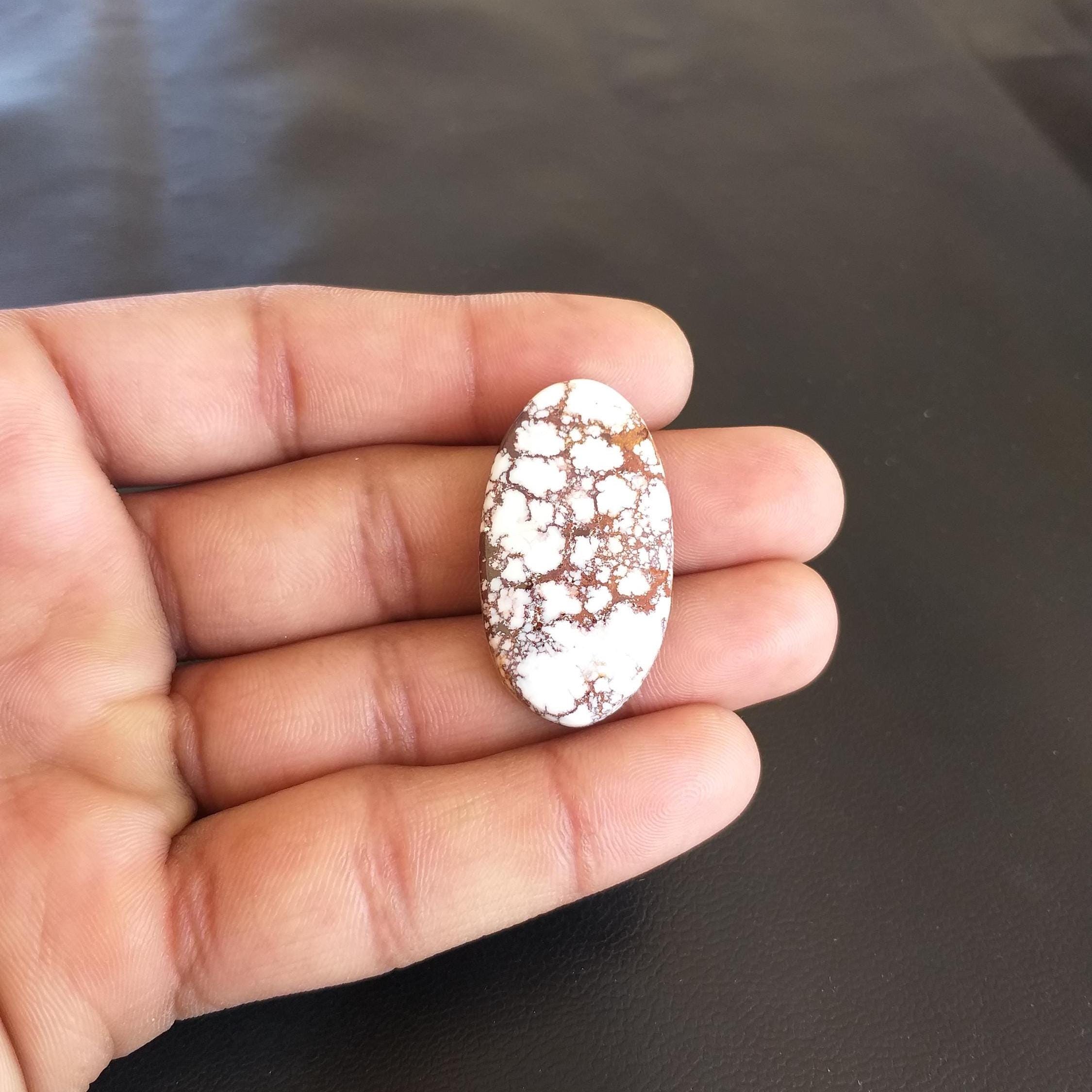 Wild Horse Magnesite Cabochon: Oval Gemstone For Pendant (37x21x6 Mm, 37.5 Carat)