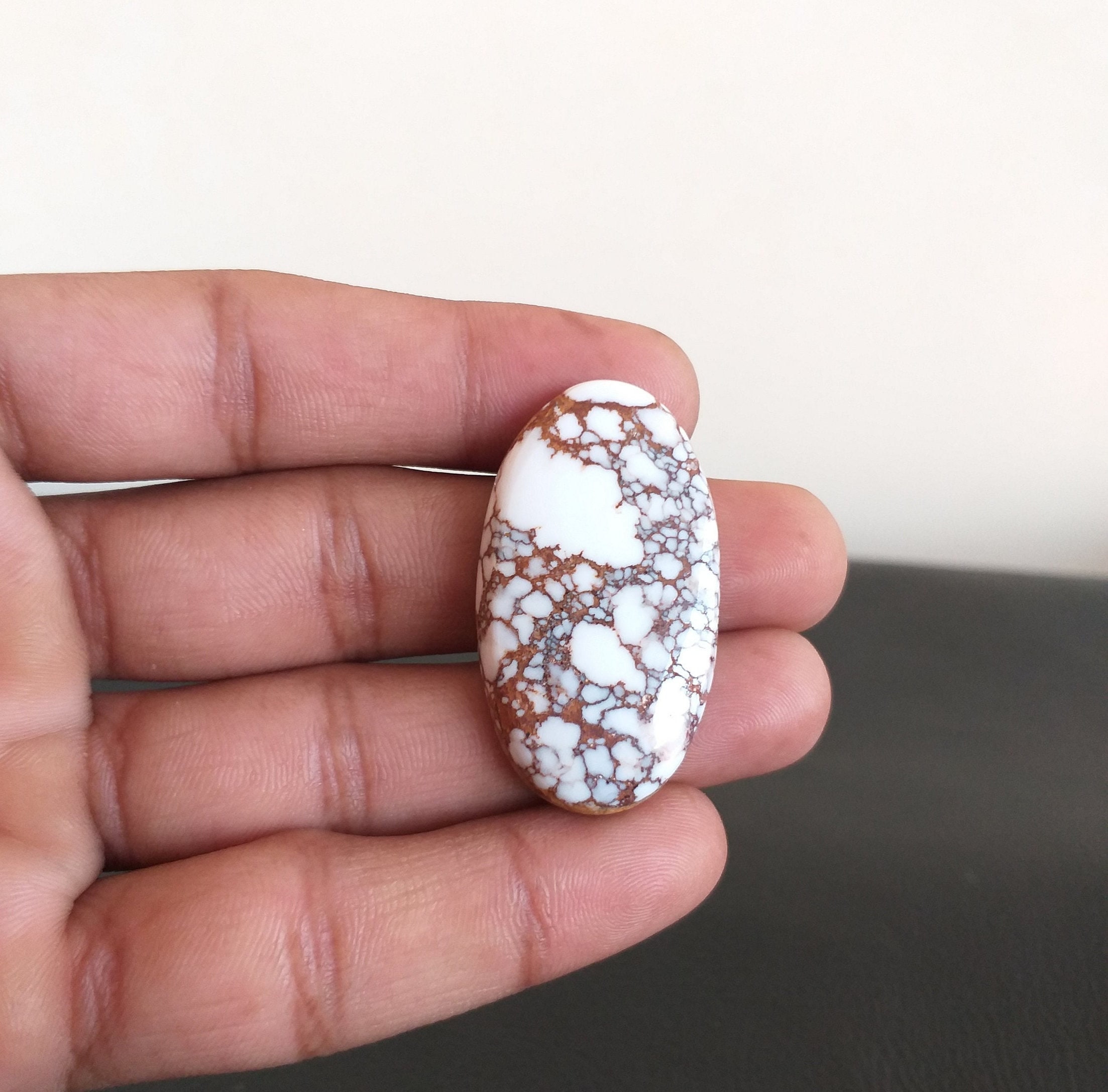 Wild Horse Magnesite Cabochon: Oval Gemstone For Pendant (41x23x7 Mm, 60.2 Carat Wild Horse Magnesite Cabochon: Oval Gemstone For Pendant (41x23x7 Mm, 60.2 Carat