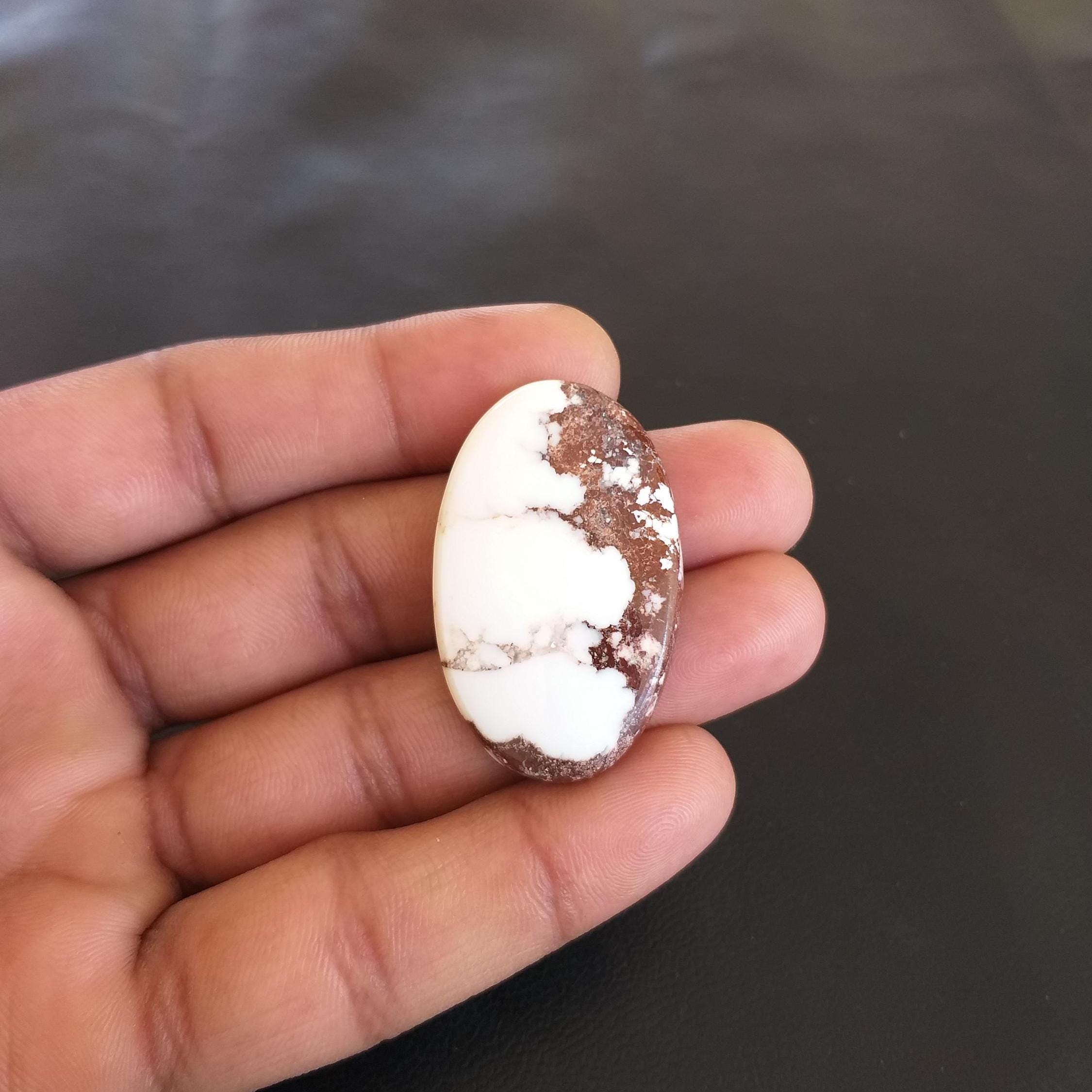 Wild Horse Magnesite Cabochon: Oval Gemstone For Pendant (57.5 Carat, 41x25x6 Mm)