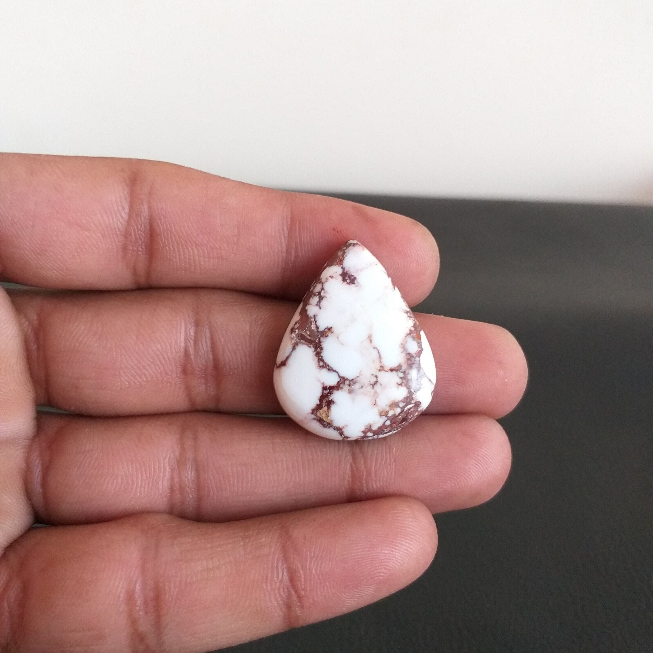 Wild Horse Magnesite Cabochon: Pear Shape Stone For Pendant (30x24x7 Mm, 35.3 Carat