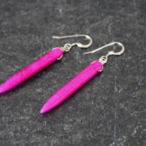 Hot Pink Magnesite Spike Earrings: Sterling Silver Dangle