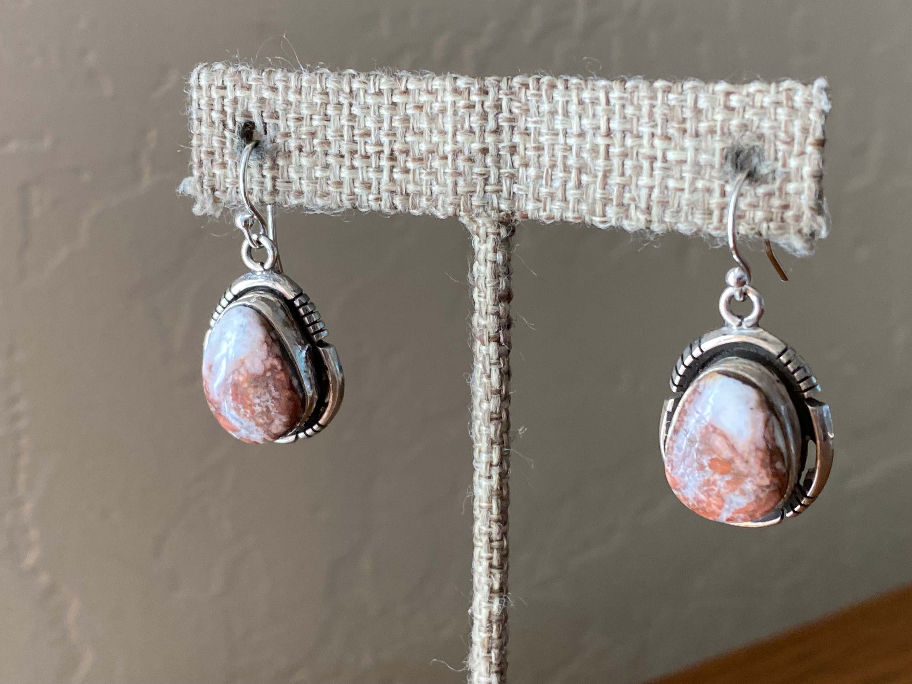 Navajo Earrings, Sterling & Wild Horse Magnesite