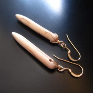 White Magnesite Spike Earrings: 14k Gold Filled Dangle