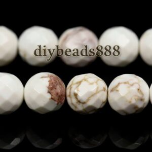 White Magnesite Faceted Round Gemstone Beads, 15" Strand White Magnesite Faceted Round Gemstone Beads, 15" Strand