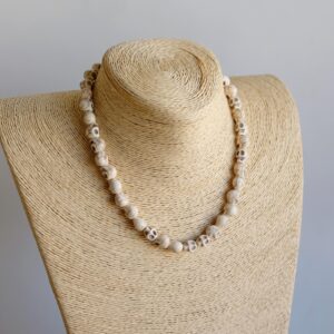 10x9mm Magnesite Skull Necklace Tribal Handmade Jewelry Custom Length Stainless Steel Lobster Clasp
