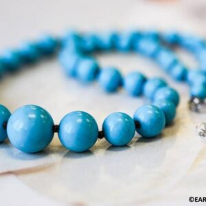 Magnesite 6-14mm Graduated Round Necklace Set 16" Long W / Clasp Knotted Beads Necklace Ready To Wear