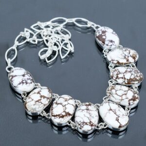 Handmade Wild Horse Magnesite Necklace: 925 Sterling Silver, Adjustable Chain