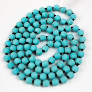 Long Knotted Necklace-  Magnesite- 36 inches Long- Ready to wear! 8mm- Long Necklace