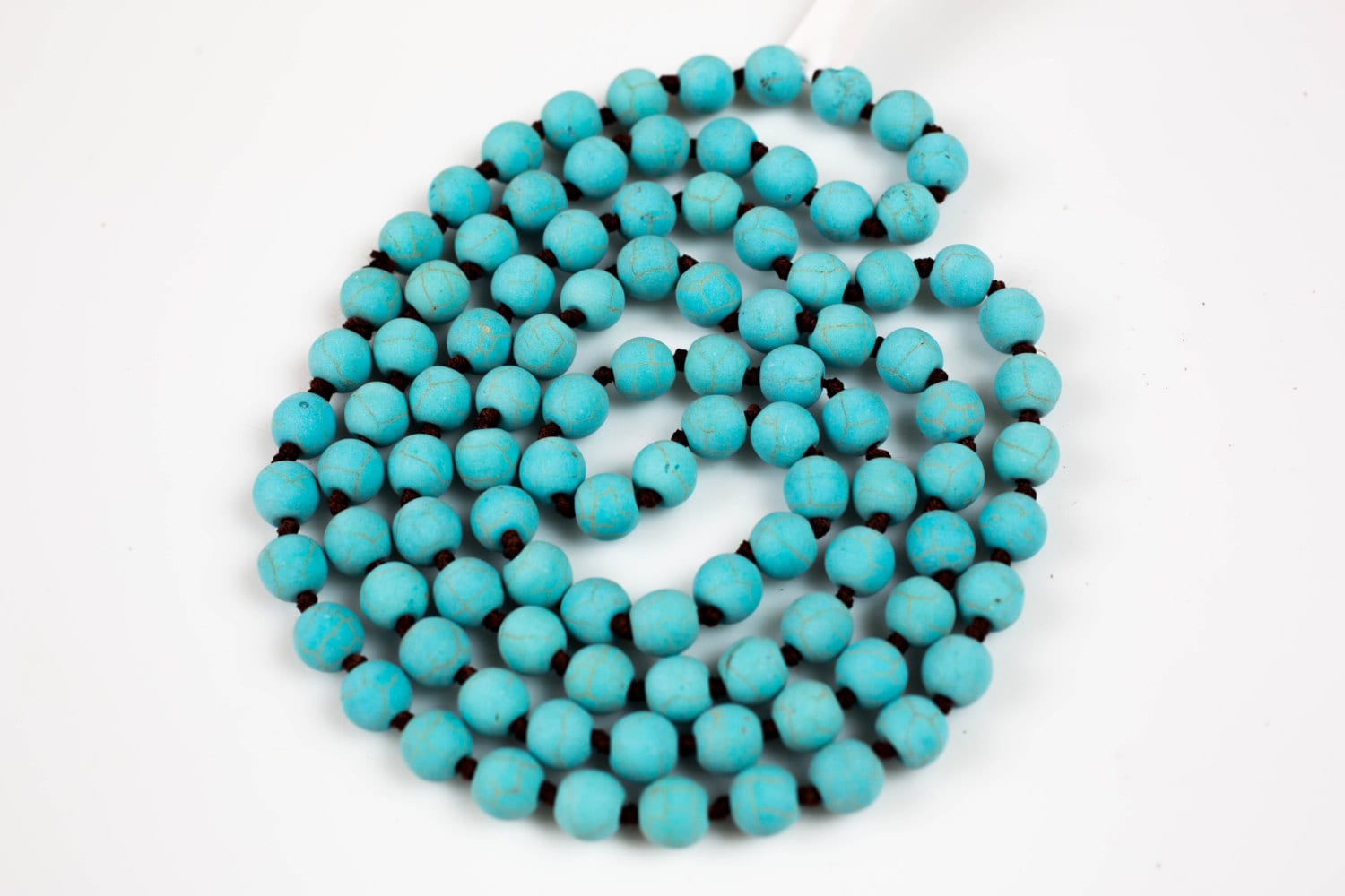 Long Knotted Necklace-  Magnesite- 36 Inches Long- Ready To Wear! 8mm- Long Necklace