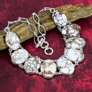 Magnesite/Wild Horse Necklace, 925 Sterling Silver Gemstone Jewelry, Natural, Jewelry, Adjustable Chain Necklace, Anniversary Birthday Gift.