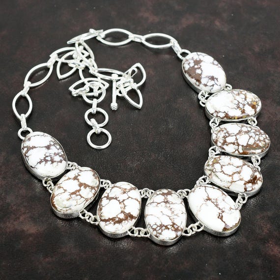 Wild Horse Magnesite Necklace: Handmade 925 Sterling Silver, Adjustable Chain