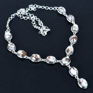 Wild Horse Magnesite Necklace: Handmade 925 Sterling Silver, Adjustable Chain